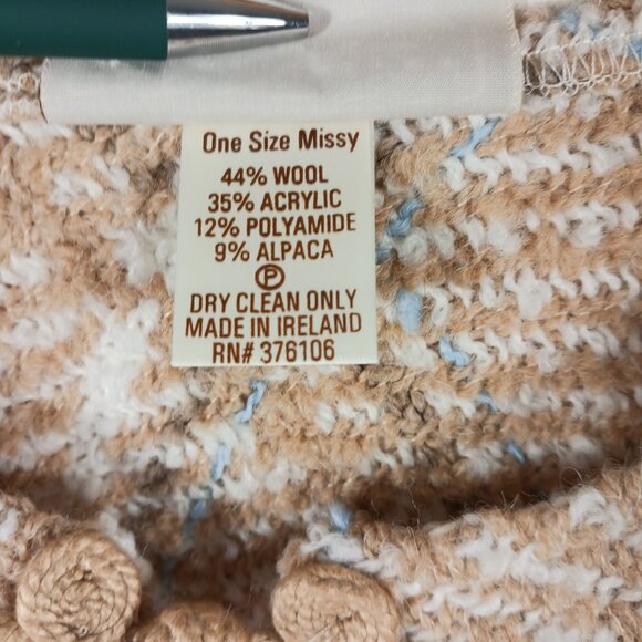 Boyne Valley Weavers, Hand Crafted Ireland, Tan Plaid Poncho, Wool Blend, O/S - Picture 3 of 11